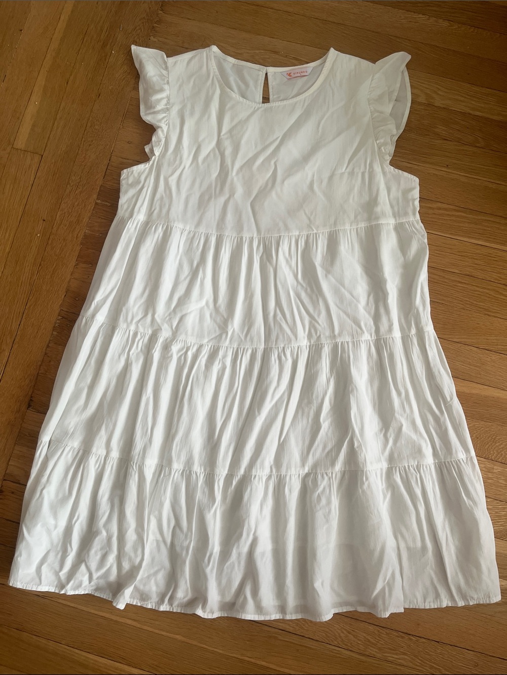 Cream Tiered Midi Dress with Flutter Sleeves